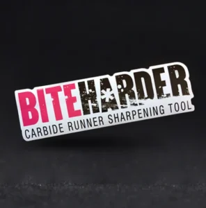 decal reading "biteharder carbide runner sharpening tool"