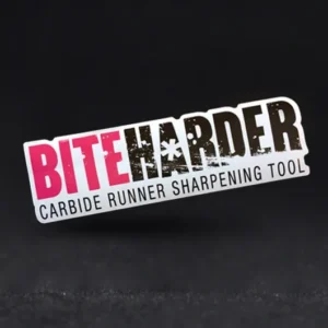 decal reading "biteharder carbide runner sharpening tool"