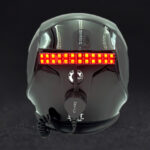 oxygen helmet safety light installed on a black helmet