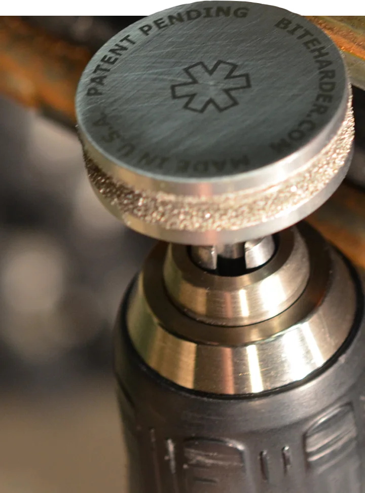 close up view of the carbide runner sharpening tool